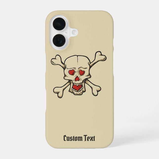 Funda Para iPhone 16 Calavera con Corazones (Reverso )