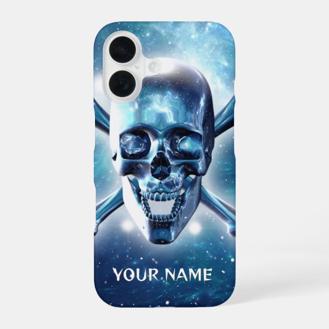 Funda Para iPhone 16 Calavera espacial. Estuche telefónico personalizad (Reverso )