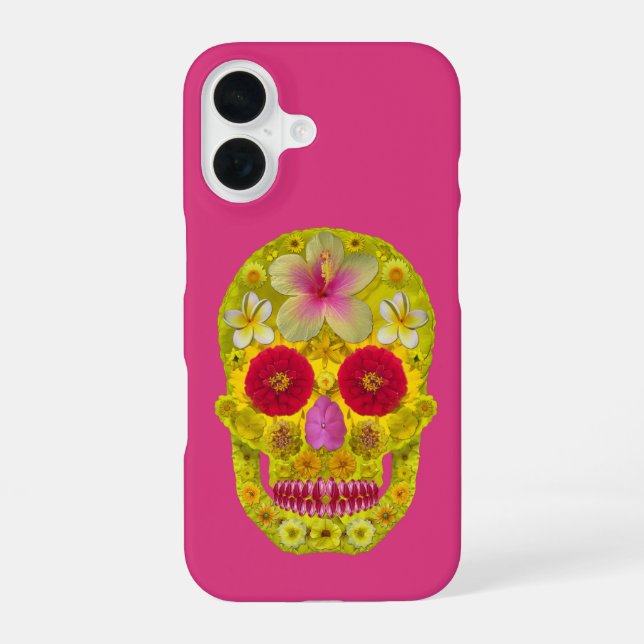 Funda Para iPhone 16 Calavera Flor 8 (Reverso )