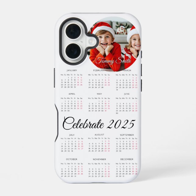 Funda Para iPhone 16 Calendario personalizado 2025 (Reverso )