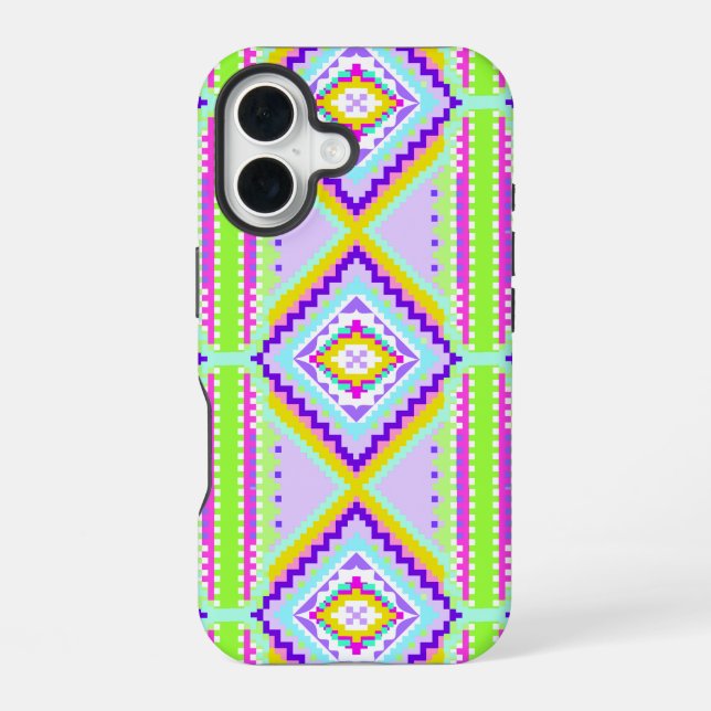 Funda Para iPhone 16 Calidoscopio de Sueños Tribales de Neón (Reverso )
