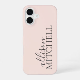 Funda Para iPhone 16 Caligrafía de guión minimalista rosa rubor