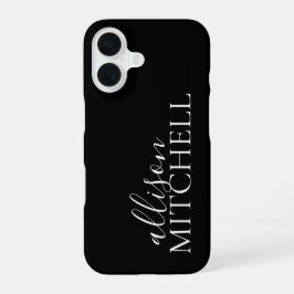Funda Para iPhone 16 Caligrafía de script Minimalista negro