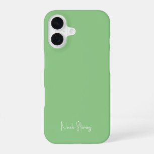 Funda Para iPhone 16 Caligrafía moderna de escritura verde y blanca Min