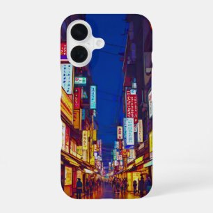 Funda Para iPhone 16 Calle de la ciudad japonesa por la noche