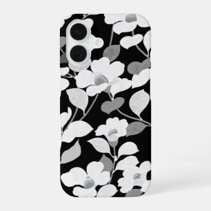 Funda Para iPhone 16 CAMELIAS BLANCAS NEGRAS, DEJA Floral Oscura