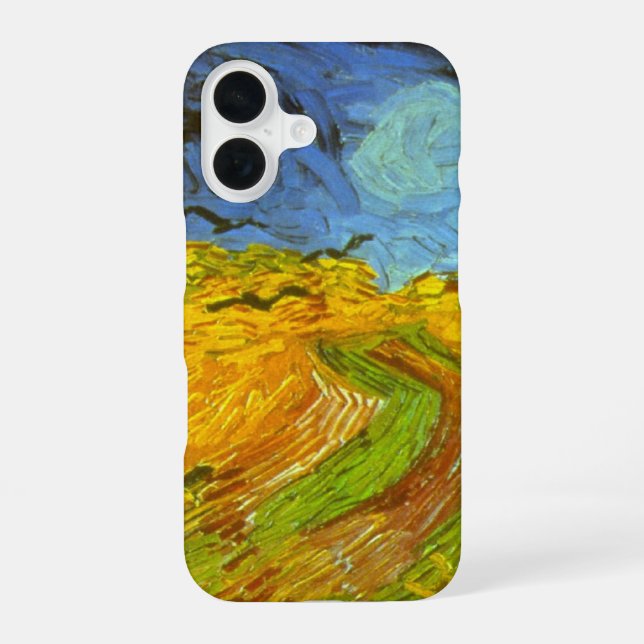 Funda Para iPhone 16 Campo de trigo con cuervos de Vincent van Gogh (Reverso )