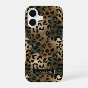 Funda Para iPhone 16 Camuflaje Estampado Leopardo Monogramado