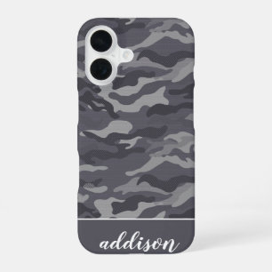 Funda Para iPhone 16 Camuflaje gris oscuro lindo personalizado