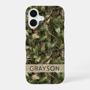 Funda Para iPhone 16 Camuflaje Personalizado de Pino y Hojas