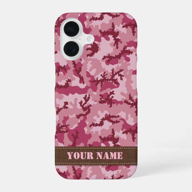 Funda Para iPhone 16 Camuflaje rosa (Reverso )