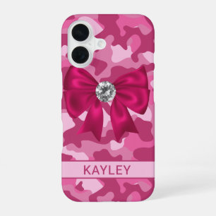 Funda Para iPhone 16 Camuflaje Rosa Brillante Personalizado
