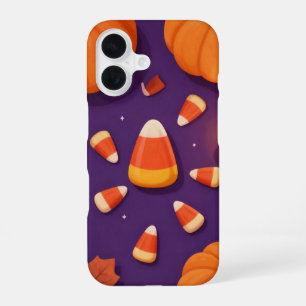 Funda Para iPhone 16 Candy Corn and Pumpkins Halloween Case