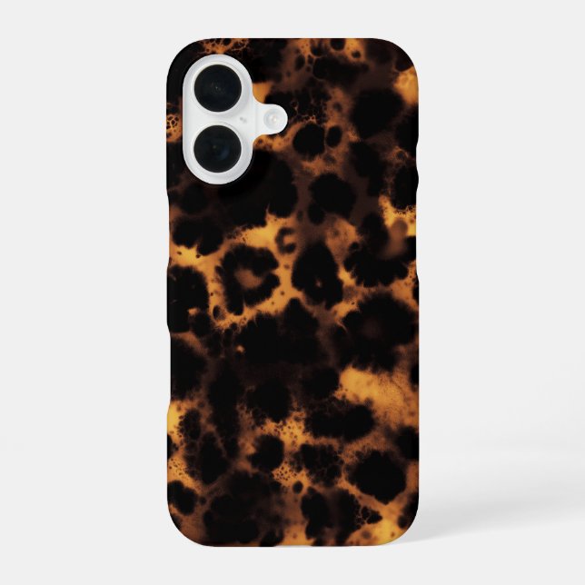 Funda Para iPhone 16 Caparazón de Tortuga Marrón Estampado de Leopardo  (Reverso )