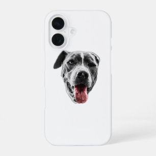 Funda Para iPhone 16 Cara de cachorro minimalista, acento de lengua roj