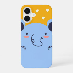 Funda Para iPhone 16 Cara de Elefante Juguetón Animal Azul Lindo