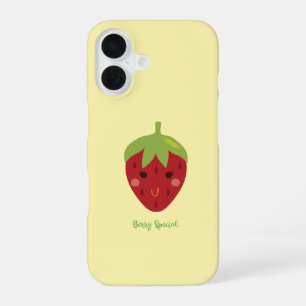 Funda Para iPhone 16 Cara de Fresa Emoji Especial de Fruta