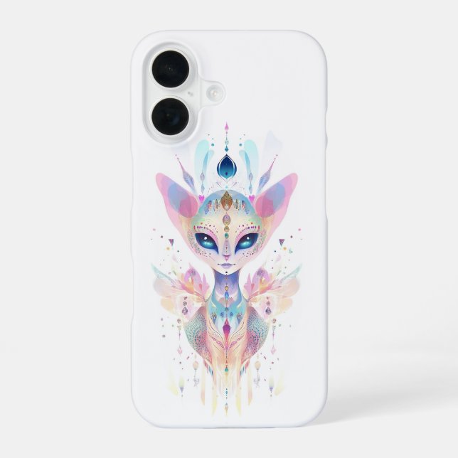 Funda Para iPhone 16 Cara de gato alienígena (Reverso )