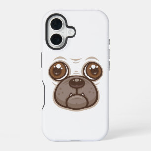 Funda Para iPhone 16 Cara de perro pug de dibujos animados