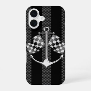 Funda Para iPhone 16 Carreras de Barcos Náutico en Estilo Carbono