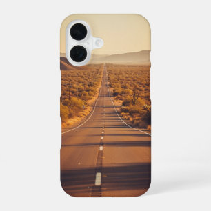Funda Para iPhone 16 Carretera Desértica Vintage hacia el Horizonte