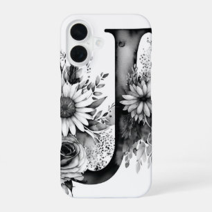 Funda Para iPhone 16 Carta Personalizada J Acuarela Floral Elegante