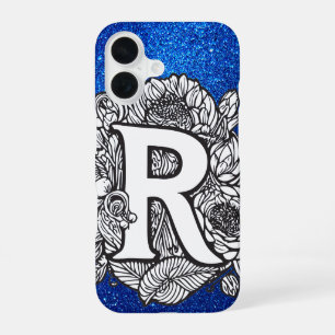 Funda Para iPhone 16 Carta Personalizada R Elegante Floral Brillante