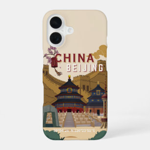 Funda Para iPhone 16 Cartel de viaje a Pekín, China   Ilustración vinta