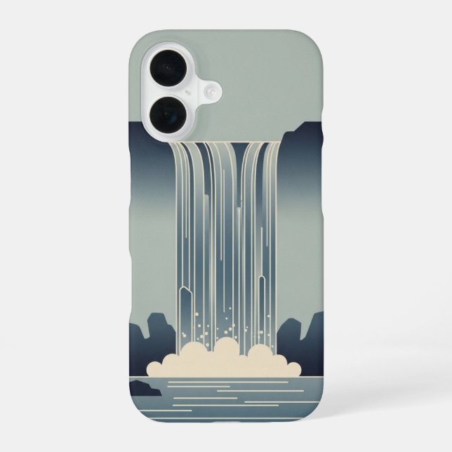 Funda Para iPhone 16 Cascada Estilizada Vintage (Reverso )