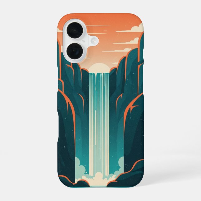 Funda Para iPhone 16 Cascada Mística Retro (Reverso )