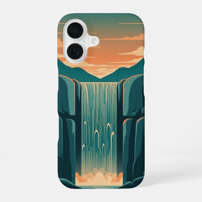 Funda Para iPhone 16 Cascada Mística Retro (Reverso )