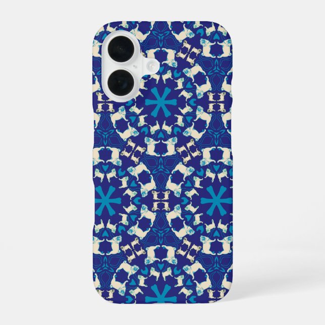 Funda Para iPhone 16 Caso de Patrón Pug (Reverso )