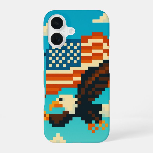 Funda Para iPhone 16 Casos de teléfono de arte American Eagle Pixel (Reverso )