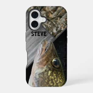 Funda Para iPhone 16 Caza de Lucioperca Rugged Camuflaje Nombre Hombres