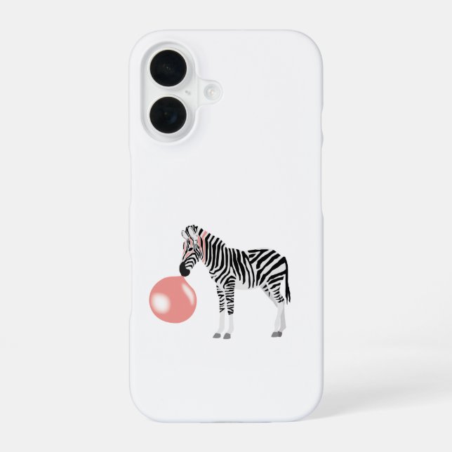 Funda Para iPhone 16 Cebra de chicle soplando burbuja (Reverso )