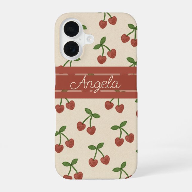 Funda Para iPhone 16 Cerezas Corazón (Reverso )