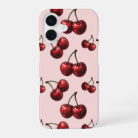 Cerezas rojas brillantes rosadas retro