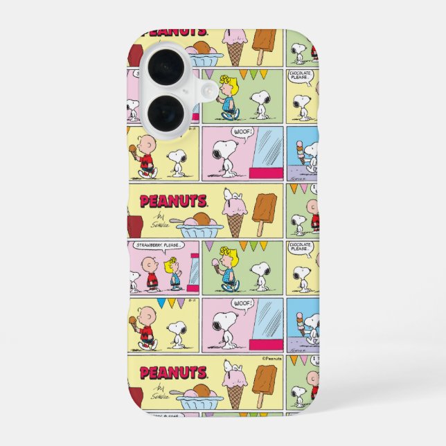 Funda Para iPhone 16 Charlie Brown, Snoopy y Sally | Helado (Reverso )