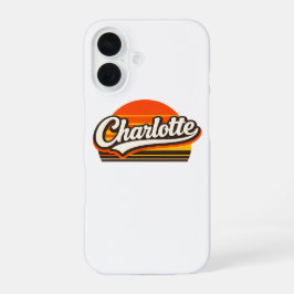 Funda Para iPhone 16 Charlotte Retro Sunset Personalized Name Design