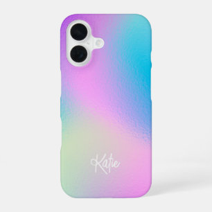 Funda Para iPhone 16 Chic Pastel Holographic with Name