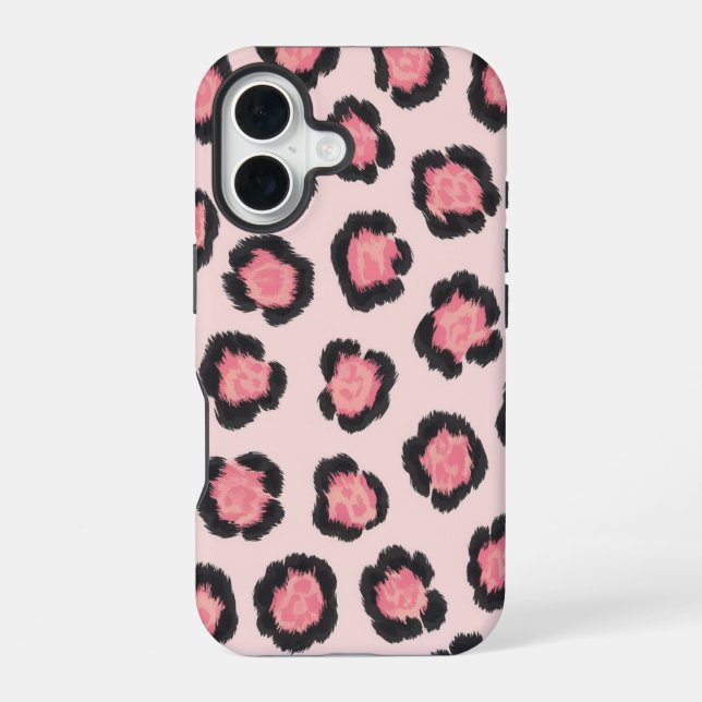 Funda Para iPhone 16 Chic Pink Leopard Print  (Reverso )