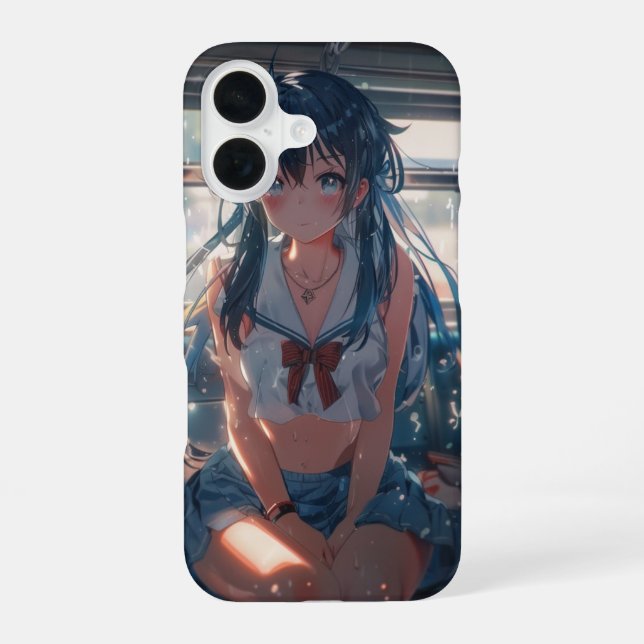 Funda Para iPhone 16 Chica Anime en Tren (Reverso )