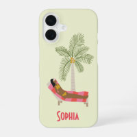 Chica de la playa con palmera tropical nombre pers