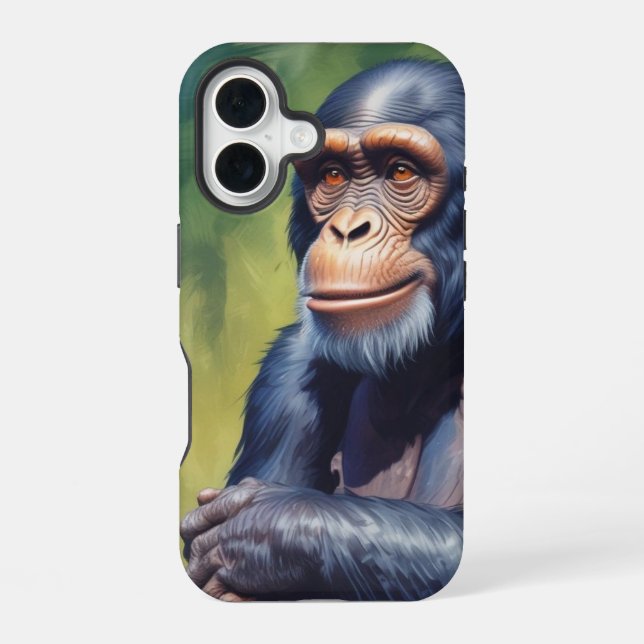 Funda Para iPhone 16 Chimpancé lindo loco divertido  (Reverso )