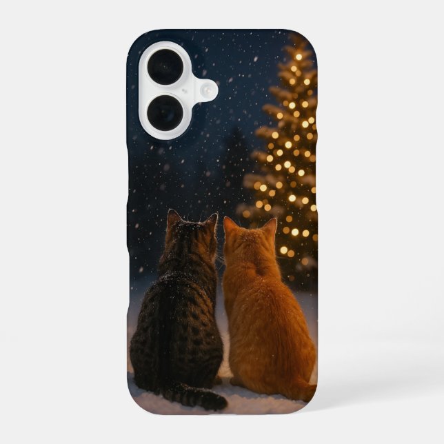 Funda Para iPhone 16 Christmas Cat Couple iPhone Case 16 (Reverso )