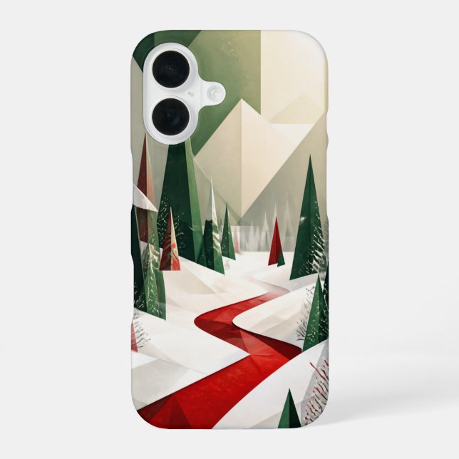 Funda Para iPhone 16 Christmas Geometric Winter Trees Phone Case (Reverso )