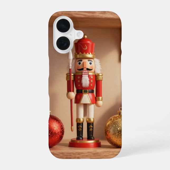 Funda Para iPhone 16 Christmas Nutcracker Baubles Shelf Phone Case (Reverso )