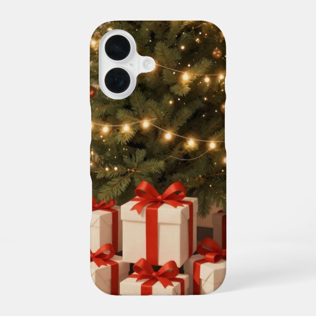 Funda Para iPhone 16 Christmas Tree Red Gift Boxes Phone Case (Reverso )