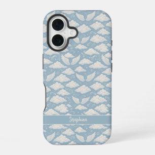 Funda Para iPhone 16 Cielo Azul Alas de Ángel Blancas y Nubes Celestial