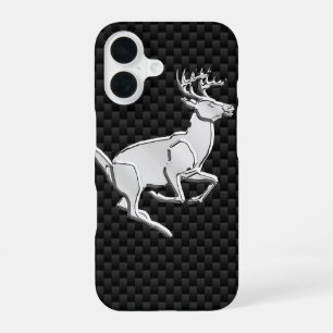 Funda Para iPhone 16 Ciervo de cola blanca corriendo sobre fibra de car